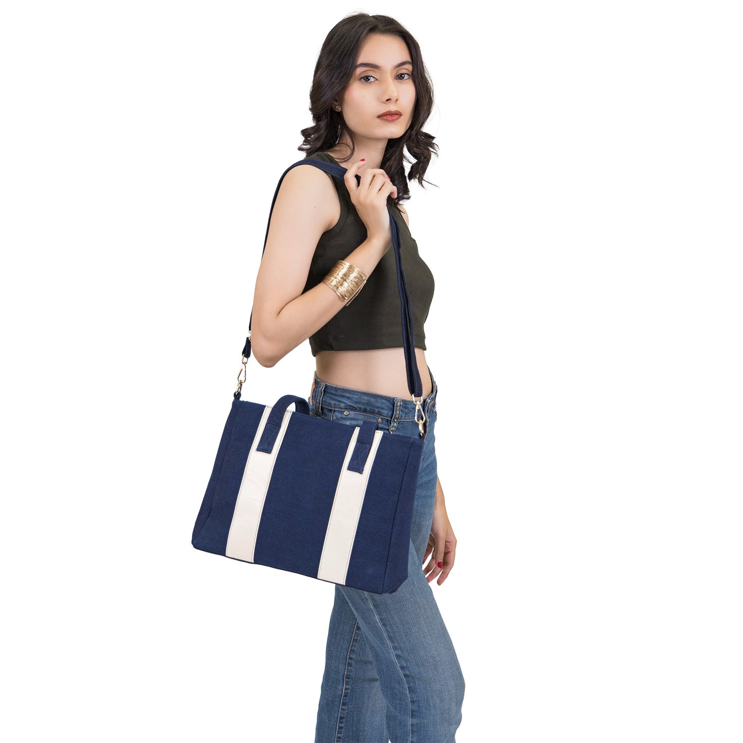 Denim Midnight Stripe Sling Tote