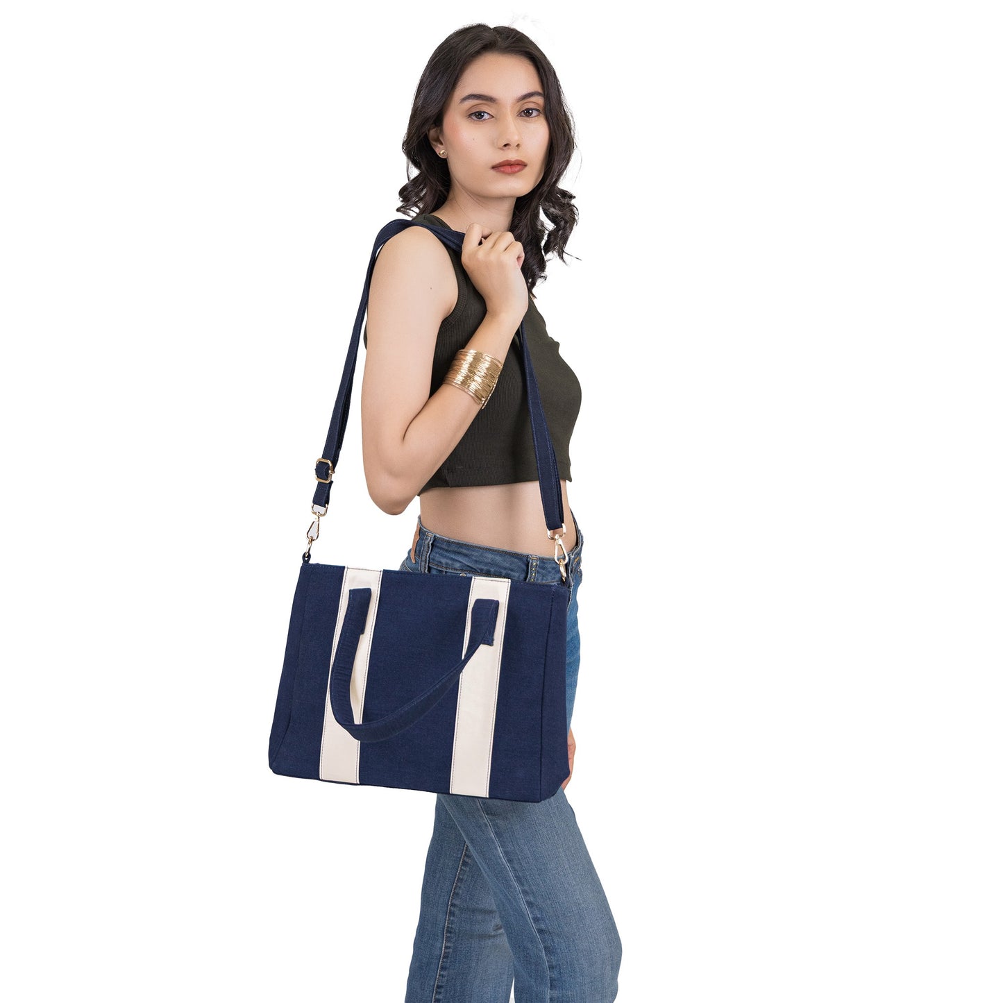 Denim Midnight Stripe Sling Tote
