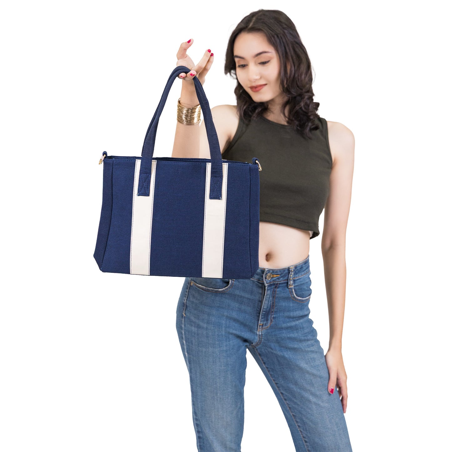 Denim Midnight Stripe Sling Tote