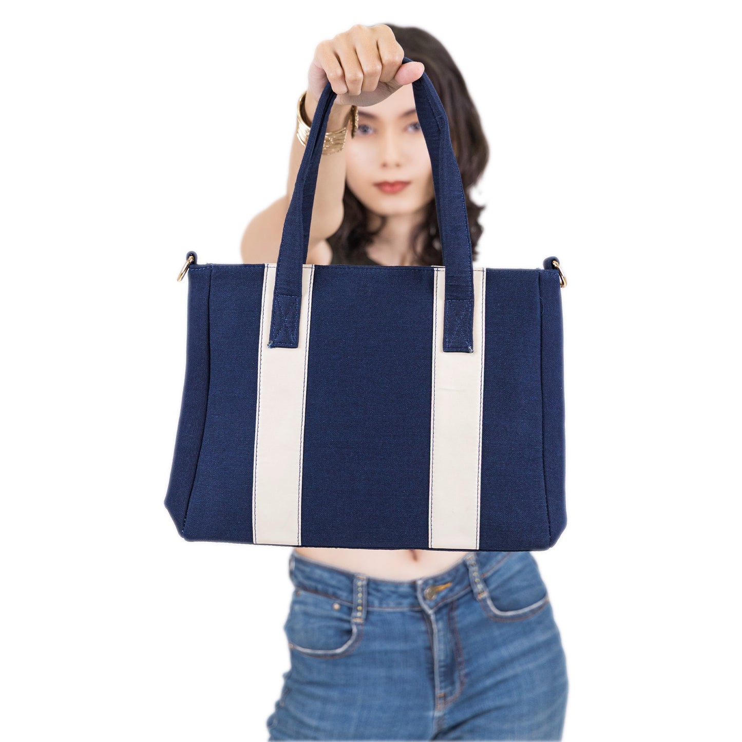 Denim Midnight Stripe Sling Tote