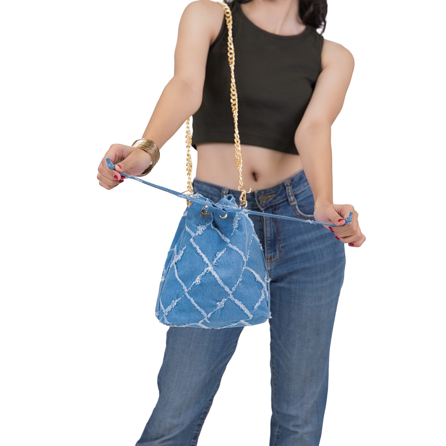 Denim Luxe Bucket Bag