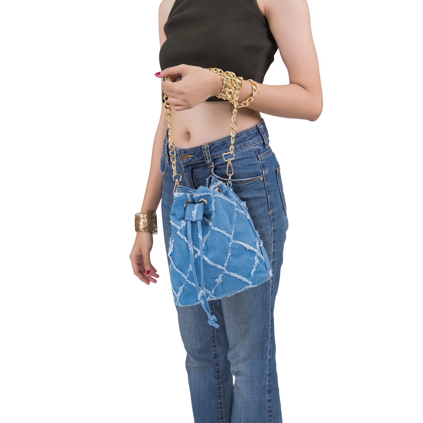 Denim Luxe Bucket Bag
