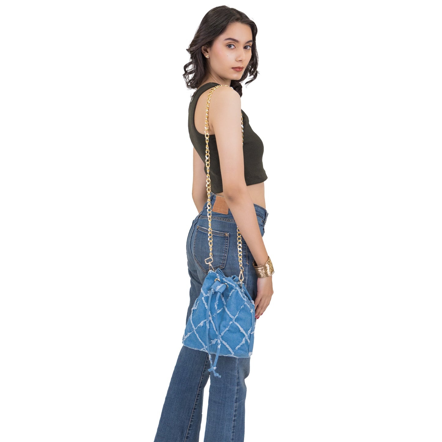 Denim Luxe Bucket Bag