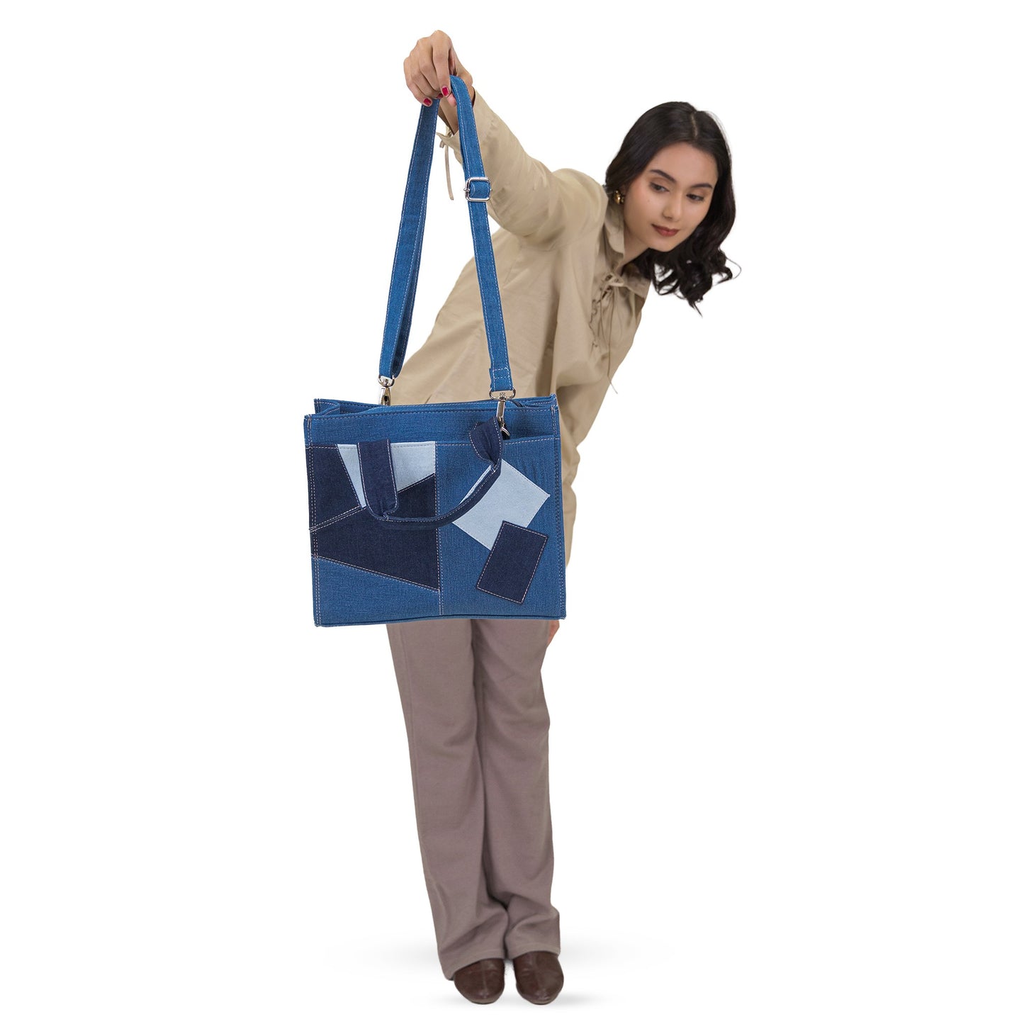 Denim Indigo Patchwork Tote