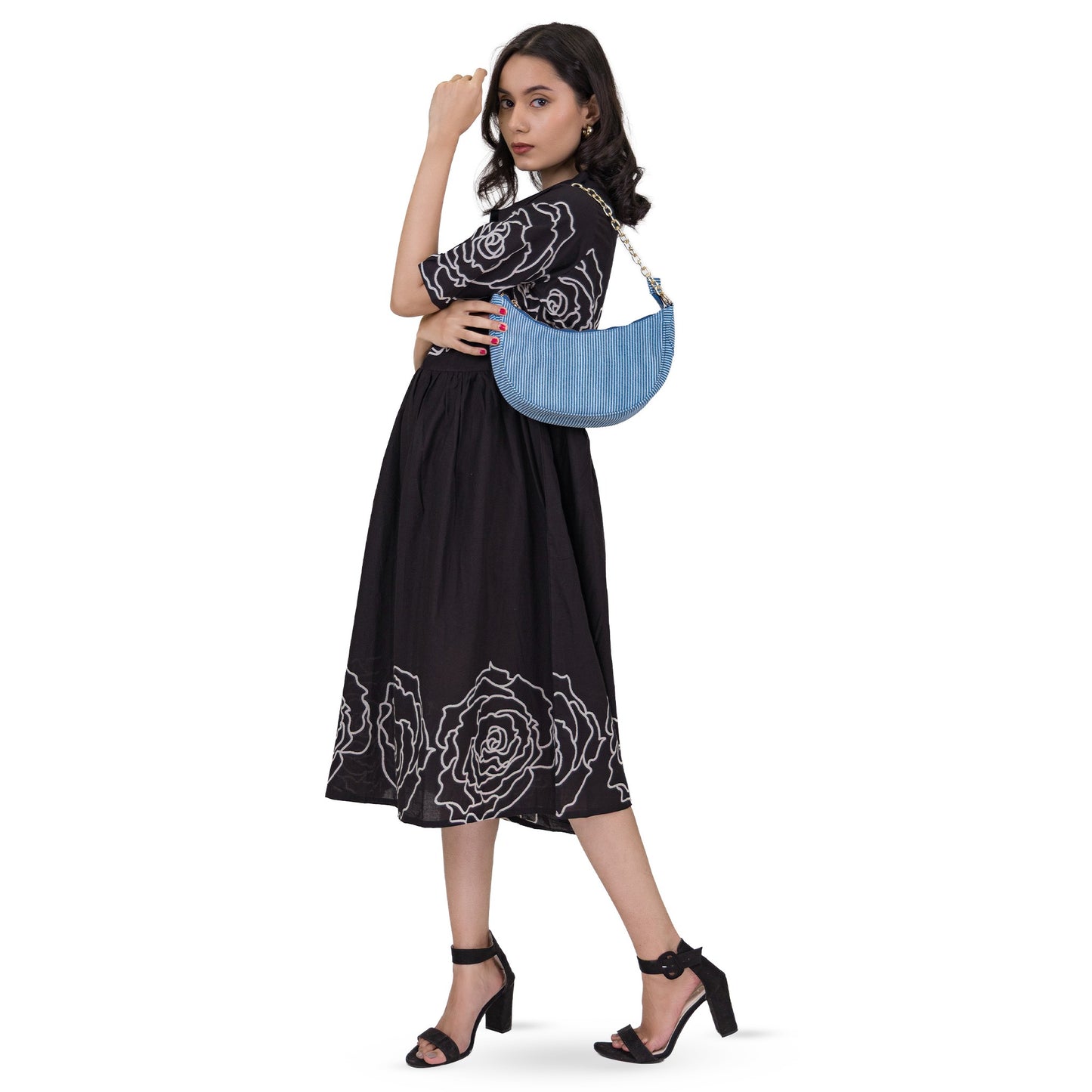 Denim Harbor Stripe Chain Bag