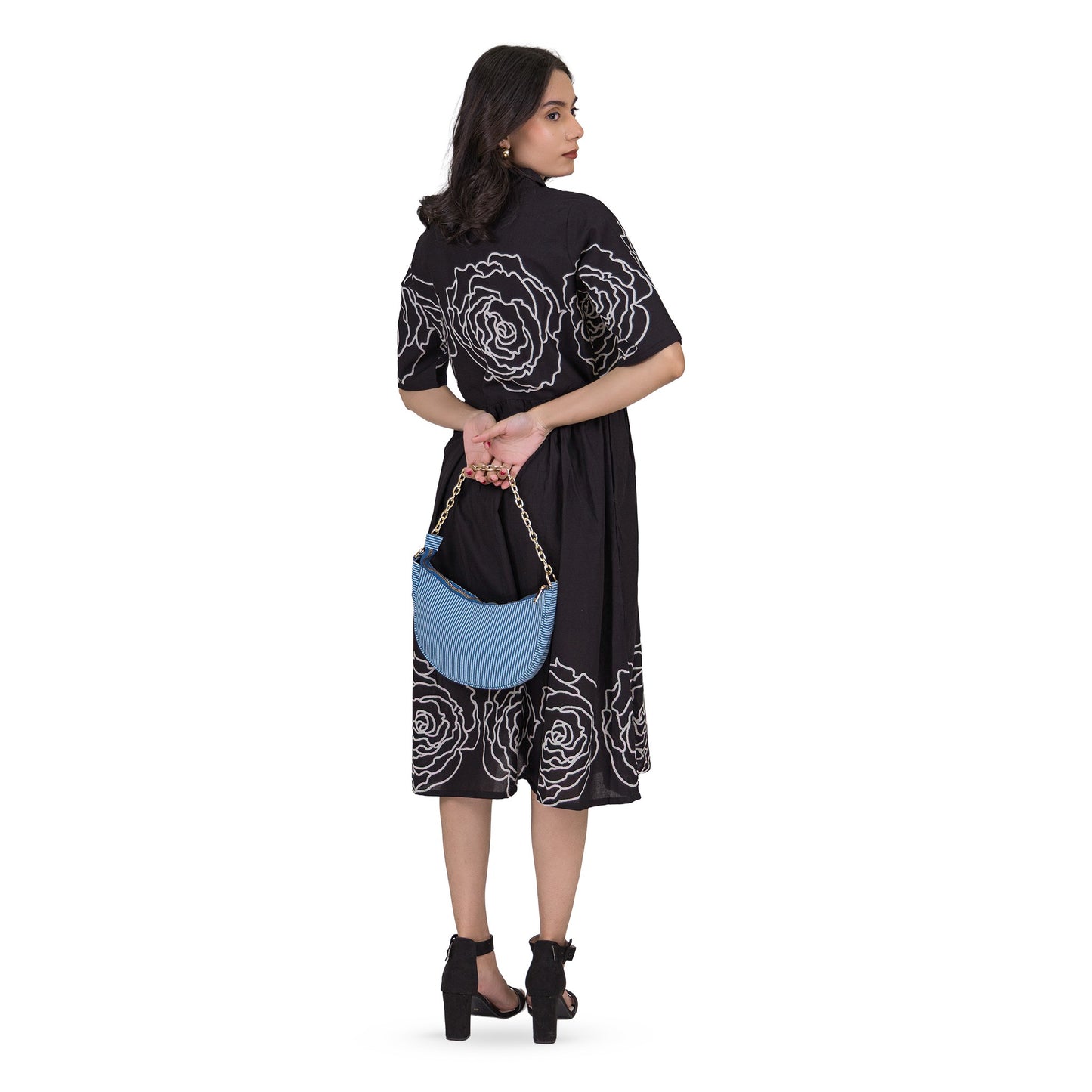 Denim Harbor Stripe Chain Bag