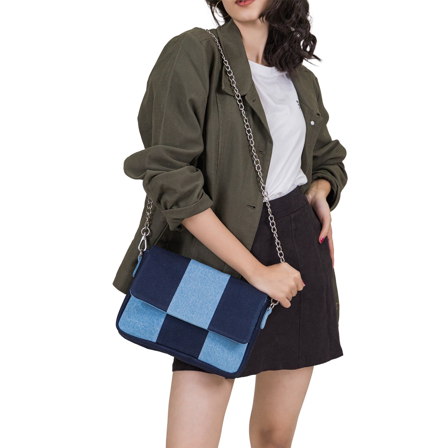 Denim Midnight Check Crossbody